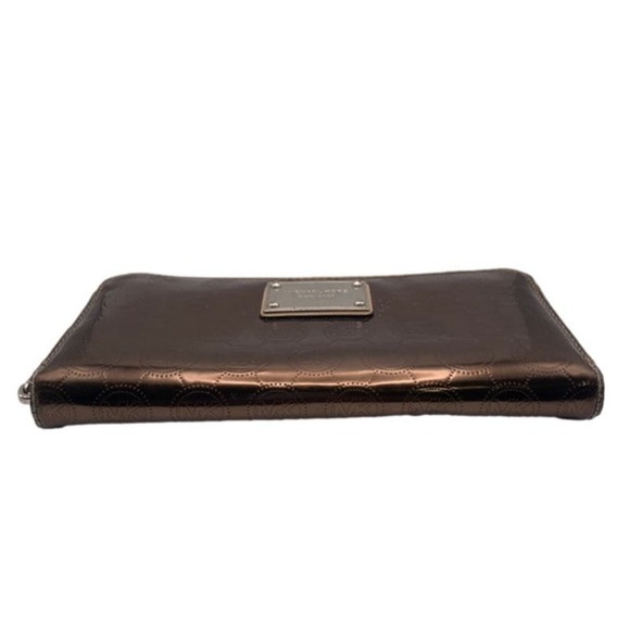 Michael Kors Bronze Signature Patent Leather Zip Around Wallet - Picture 3 of 8